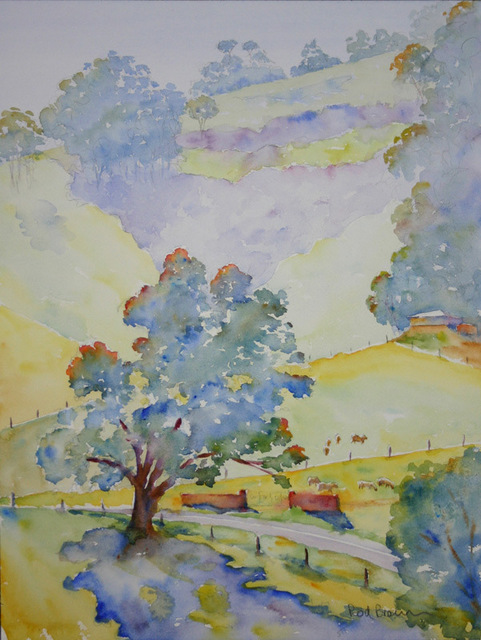 Artist Roderick Brown. 'View From Rogers Cottage' Artwork Image, Created in 2008, Original Watercolor. #art #artist