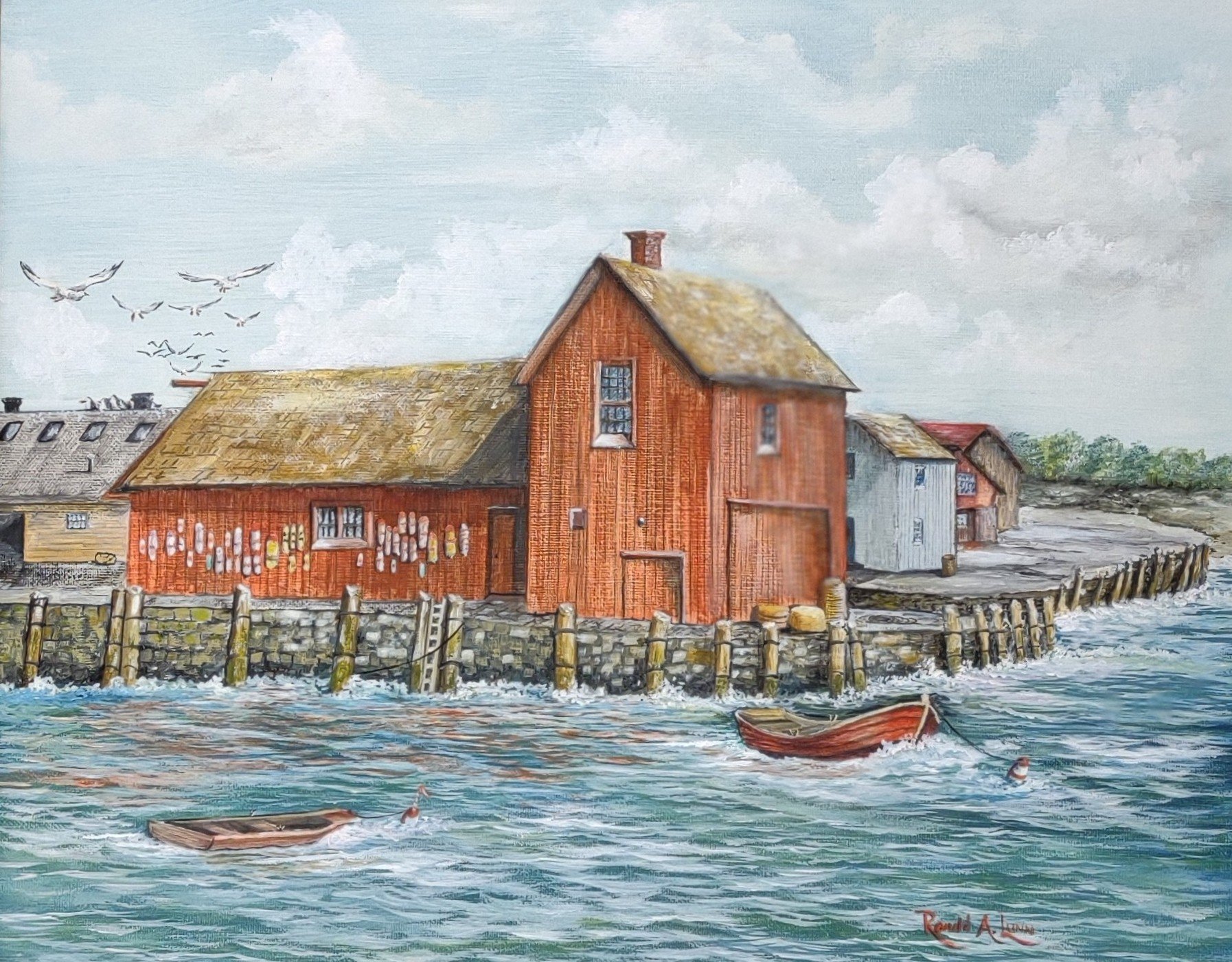 Ronald Lunn: 'Motif No 1 Red Fish Shack', 2018 Oil Painting, Marine. Motif No 1 Red Fish Shack, Red Fishing Shack, Rockport Images, New England Scenes, Maritime, Nautical, Seascape, Ocean, Coastal, Ocean, Seascapes, Fishing ...