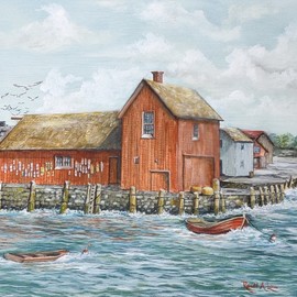 Ronald Lunn: 'Motif No 1 Red Fish Shack', 2018 Oil Painting, Marine. Artist Description: Motif No 1 Red Fish Shack, Red Fishing Shack, Rockport Images, New England Scenes, Maritime, Nautical, Seascape, Ocean, Coastal, Ocean, Seascapes, Fishing ...