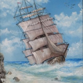 Ronald Lunn: 'Slipping By Cape D Or', 2018 Oil Painting, Marine. Artist Description: Ocean, Marine, Maritime, Nautical, Seashore, Seascape, Coastal, Coast, Sea Cliffs, Sea, Ocean, Water, Ocean Wrecks, Beach...