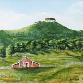 farmers view of pilot mountain By Ronald Lunn