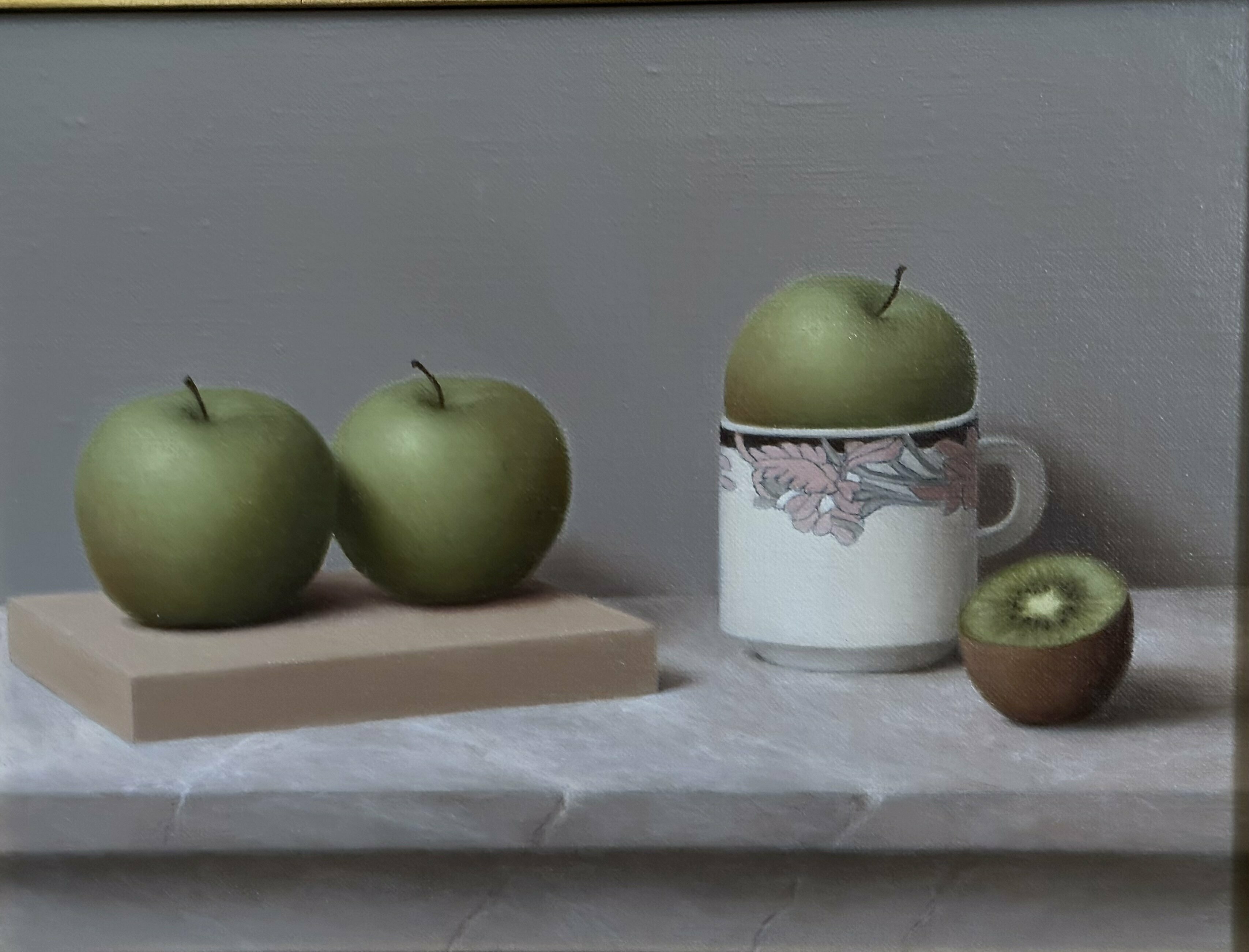 Ronald Weisberg: 'apples 2', 2017 Oil Painting, Still Life. apple, still life, oil painting, realism, kiwi...