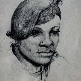 Ron Wilkinson: 'Madeline Tambo', 2001 Pencil Drawing, Portrait. 