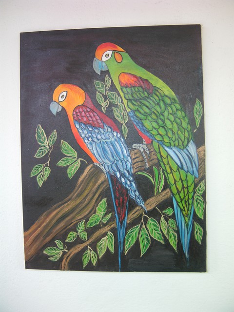 Artist Rosica Simeonova. 'Parrots' Artwork Image, Created in 2012, Original Painting Oil. #art #artist
