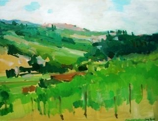 Jerry Ross: 'Umbrian Countryside Veduta', 2009 Oil Painting, Abstract Landscape.  Lush countryside of Umbria ...