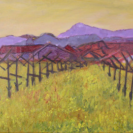 Roz Zinns: 'Golden Valley', 2010 Acrylic Painting, Abstract Landscape. Artist Description:  Autumn in the California wine country. ...