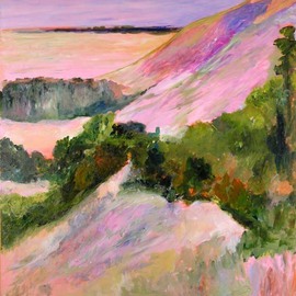 Roz Zinns: 'Hillside Outlook', 2007 Acrylic Painting, Abstract Landscape. Artist Description:  California landscape is endless in its variety and is perfect for abstract interpretation.  The vistas and colors are glorious ...