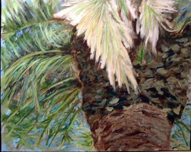 Artist Roz Zinns. 'Palm Tree 1' Artwork Image, Created in 2003, Original Collage. #art #artist