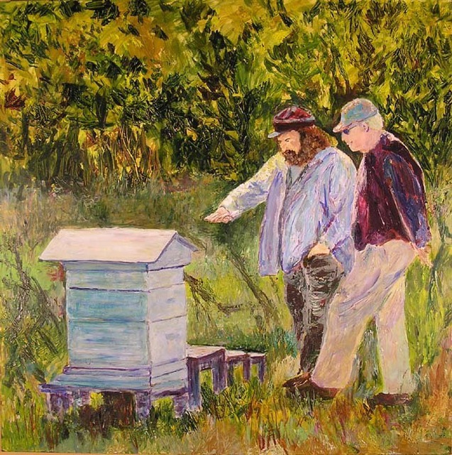 Artist Roz Zinns. 'The Bee Keepers' Artwork Image, Created in 2007, Original Collage. #art #artist