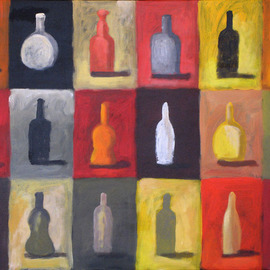 Alberto Ruggieri: 'bottles', 2009 Acrylic Painting, Abstract Figurative. 