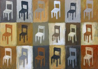 Alberto Ruggieri: 'chairs', 2006 Acrylic Painting, Figurative.  decorative, module, brown ...