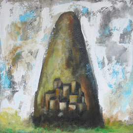 Alberto Ruggieri: 'landscape 4', 2007 Acrylic Painting, Figurative. Artist Description:   square, psiche, material,  house, village, mountain ...