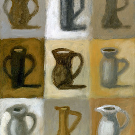 Alberto Ruggieri: 'pitchers', 2006 Acrylic Painting, Figurative. Artist Description:  module, decorative, brown, interior decoration ...