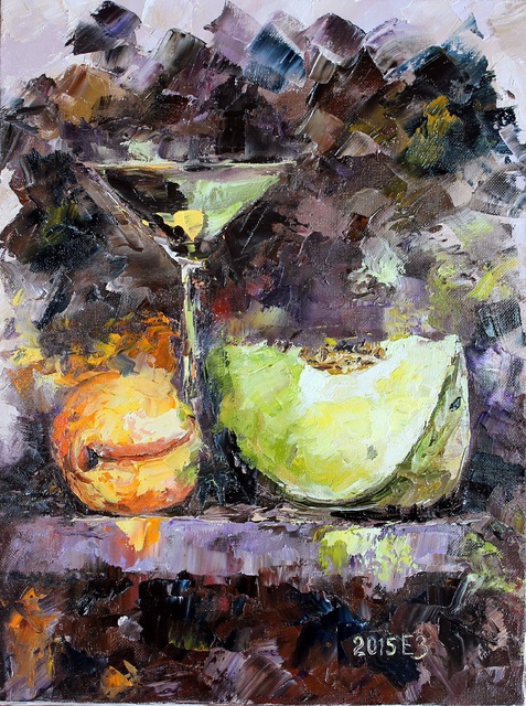 Artist Elena Zorina. 'Fruit Duo' Artwork Image, Created in 2015, Original Painting Acrylic. #art #artist
