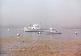 Ruth Zachary: 'Silver and Gold', 2006 Color Photograph, Boating.  White lobster boats, golden sea grass. . . all in silvery fog.  Ethereal, atmospheric, a bit haunting.  Harbor, Monhegan Island, Maine.  5 x 7 image in 11 x 14 acid free mat.  Signed and titled.  Enjoy!  Larger sizes available. Your comments and questions are most welcome. ...