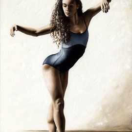 Richard Young: 'With Deftness', 2012 Oil Painting, Dance. Artist Description: Fine art original figurative modern dance oil painting on a 91cm x 61cm stretched cotton canvas created using a knife, as is my technique.  Theres a very high level of fine detail in this carefully composed, contemporary but photo- realistic painting.  The ballerina model is simply beautiful.  Its ...