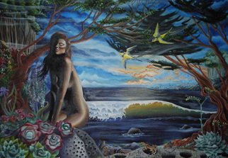 Sabrina Michaels: 'Sonoma Daydream', 2006 Oil Painting, nudes.  This dreamy landscape was inspired by a day spent on the beautiful Sonoma Coast of Northern California. ...
