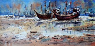 Artist: Sadek Ahmed - Title: fishing boat of sadek ahmed - Medium: Watercolor - Year: 2019