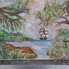 Salah Shahin: 'sea through green', 2018 Oil Painting, Beach. Artist Description: Natural new oil painting canvas...