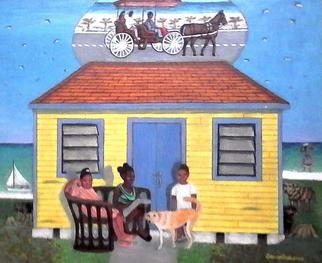 Samantha Lewis: 'The Simple Life', 2016 Acrylic Painting, Children.  Based in the Bahamas. Bahamians prefer the simple life. The older is reading a book to the younger siblings about the wonderful tourism industry. ...