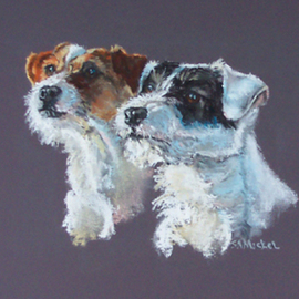 Sallyann Mickel: 'Two Jacks', 2009 Pastel, Animals. Artist Description:   Pastel painting of two rough coated Jack Russell terriers on colored pastel paper.  ...