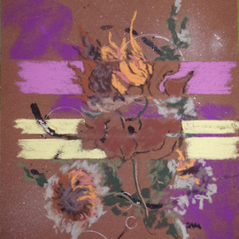 Sallyann Mickel: 'can sunflowers survive war', 2023 Pastel, Floral. Artist Description: A semi abstract pastel painting odf sunflower blossoms...