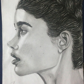 Sameer Asif: 'side way portrait', 2019 Pencil Drawing, Abstract. Artist Description: a side ways portrait of a girl drawn with only a HB pencil and Black colour and true love : D...