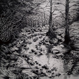 Latifah Samsu: 'somewhere in java island', 2017 Charcoal Drawing, nature. Artist Description: As I was a geologist, IaEURtmve seen a lot nature and its beauty. From the huge landscape of mountains to tiny world creatures under the microscope.This is one of the most memorable places IaEURtmve found in Java Island even though I canaEURtmt remember exactly ...