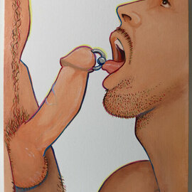 Sam Thorp: 'put a ring on it', 2014 Acrylic Painting, Erotic. Artist Description: Explicit and naughty appreciation of well placed jewelry. Guaranteed to get attention. High key color scheme with bold arabesque lines. No personal information about the model will be given out. Original and one of a kind. No Photoshop, AI or NFT nonsense. Just old fashioned skills by a ...