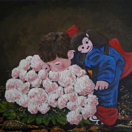 Sandi Carter Brown: 'Superman with a Monkey on His Back', 2008 Mixed Media, Children. Artist Description:                   Personal Collection                 ...