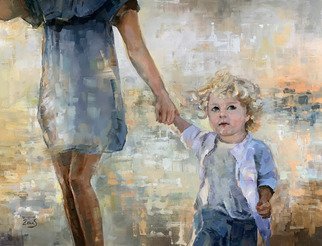 Sandra Zekk: 'take my hand', 2019 Oil Painting, Children. Two curious little eyes, gold curls and time flowing. This piece was inspired by the spirit of youth that is eternal and awakens with passions and joys. It is authentic and spontaneous, just like a child.This is a unique, one of a kind original oil painting.It is done ...