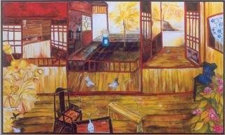 Sangeeta Singh: 'Chinese courtyard', 2004 Acrylic Painting, Urban. 