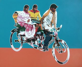 Sanjay Verma: 'Untitled 25', 2012 Acrylic Painting, Urban.    Acrylic, fast color, city, rickshaw, people   ...