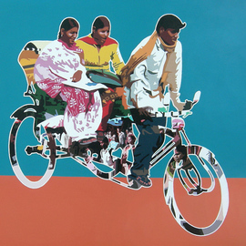 Sanjay Verma: 'Untitled 25', 2012 Acrylic Painting, Urban. Artist Description:    Acrylic, fast color, city, rickshaw, people   ...