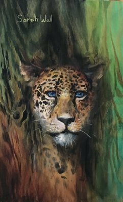 Sarah Wall: 'spotted', 2021 Oil Painting, Animals. Impressionist painting of wildlife, Cheetah. ...