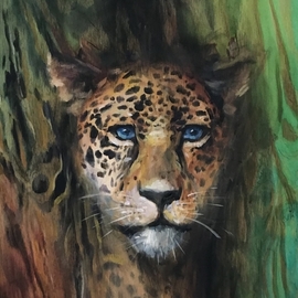 Sarah Wall: 'spotted', 2021 Oil Painting, Animals. Artist Description: Impressionist painting of wildlife, Cheetah. ...