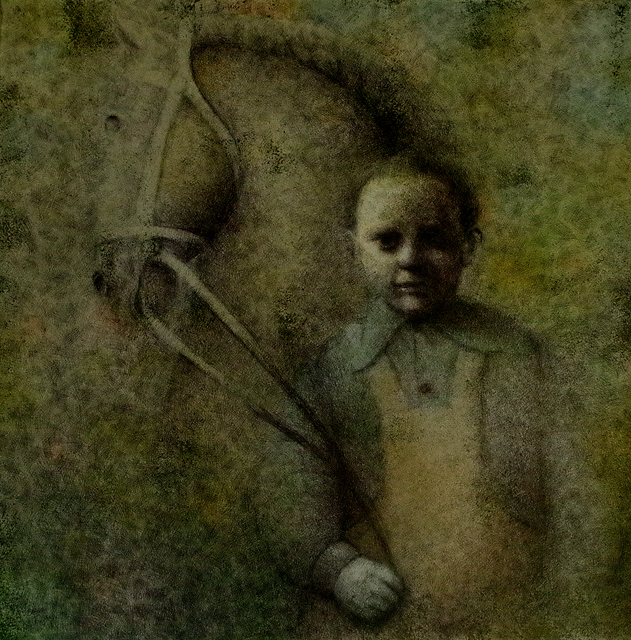 Sasha Tsyganov  'Boy With A Horse', created in 2014, Original Mixed Media.