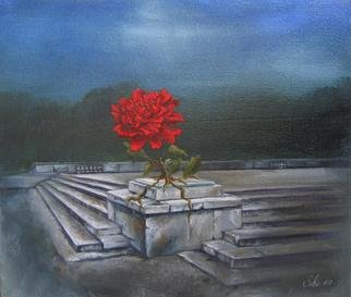 Artist: Satu Laurel - Title: Rose on pedestal - Medium: Oil Painting - Year: 2007