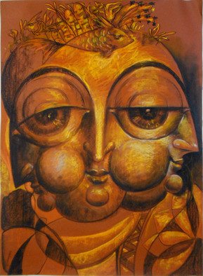 Artist: Saumya Bandyopadhyay - Title: Three sixty degree positive - Medium: Acrylic Painting - Year: 2015