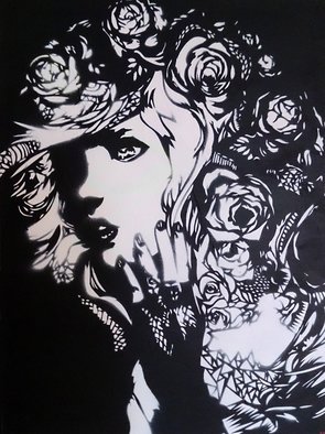 Simon Brown: 'Roses Are Red', 2015 Other, People.  Experimentation with varied stencil cutting techniques to produce a distinct piece with lots intricate areas. ...
