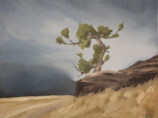 Scott Mackenzie: 'looking west', 2020 Oil Painting, Trees. Looking West features an ancient Limber Pine perched atop a rocky outcrop, weathered through the years but still standing tall overlooking the mountains. ...