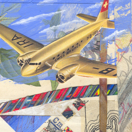Robert H. Stockton: 'Off the Radar', 2012 Mixed Media, Aviation. Artist Description:  This is a small mixed media piece, based on the adventures and hazards of air travel.  The artwork is 2. 5 x 3. 5 in size ( standard ATC size) , and is matted, to a finished size of 6. 5 x 7. 5, with white, pH neutral, museum board.  ...