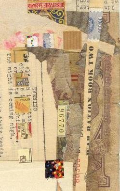 Robert H. Stockton: 'Promise', 2006 Collage, Abstract. This small collage is made from found, worn and weathered papers, and pieces of billboard material.  It is matted with white museum board, under glass, in a black metal frame.  The actual size of the artwork is 3. 5 x 5. 5 inches....