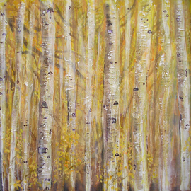 Sean Willett: 'Birch Trees', 2007 Other Painting, Minimalism. Artist Description:  birches fall yellow woods minimal trunks square swirl psychedelic abstract     ...