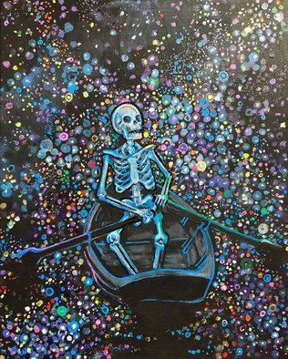 Sean Willett: 'stargazer', 2017 Acrylic Painting, Home. Blue skeleton ...