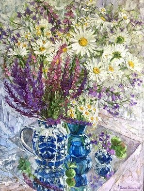 Artist: Olga Sedykh - Title: sagein daisies - Medium: Oil Painting - Year: 2020