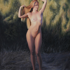 Seidai Tamura: 'Sunset at Oxbow', 2012 Oil Painting, nudes. Artist Description:  figurative, nudes, representational, realism, classical, female nudes, traditional, artistic nudes ...