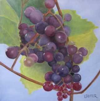 Lynette Seiter: 'Grapes II', 2008 Oil Painting, Food.  Grapes as they hang on the vine in the sun.  ...