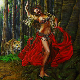 Serhii Bilotserkovskyi: 'dance for leopard', 2019 Oil Painting, Dance. Artist Description: I was inspired by the eastern legend. This is described on the SHVAYIZIK channel...