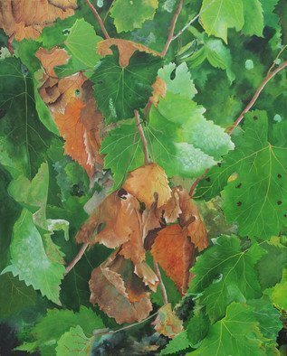 Steven Fleit: 'bordeaux vineyard 6', 2017 Acrylic Painting, Botanical. Bordeaux, France, vineyard, Fall, grape leaves, wine, Fleit...